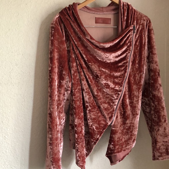 BLANKNyC Pink Crushed Velvet Zip up Moto Jacket - Picture 5 of 11